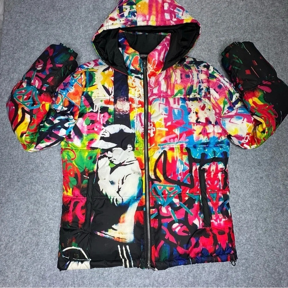 Tango Hotel Brandalised Boy Praying Puffer Jacket - Limited Edition Sz: L - Picture 11 of 12